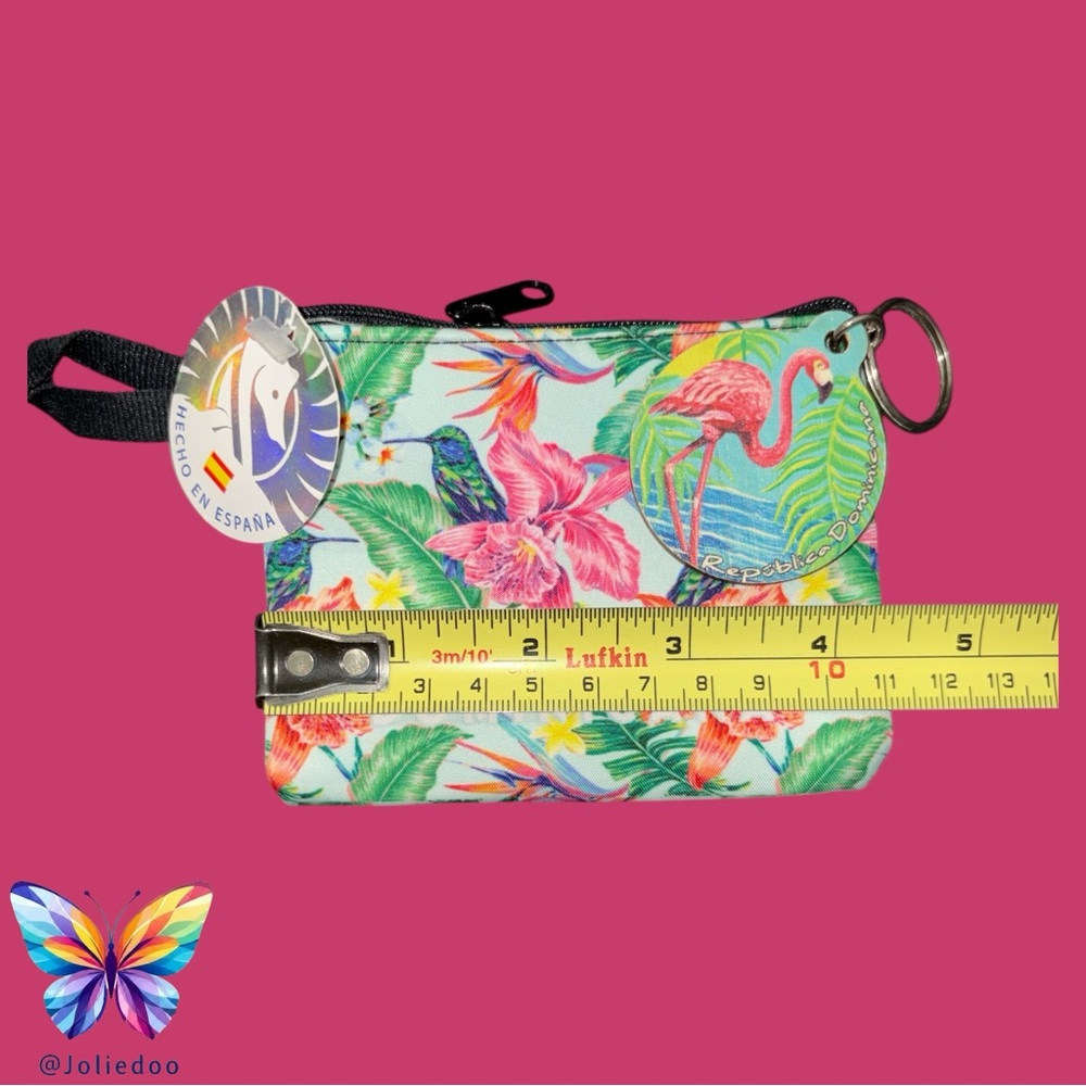 Floral Print Wristlet with Flamingo Charm Key Chain from Republica Dominicana - Picture 4 of 7